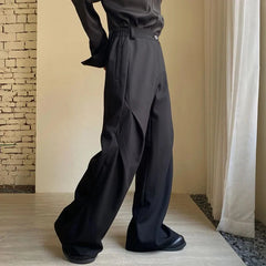 Stylish High Quality Pleated Design Elegant Men Baggy Wide Leg Trendy