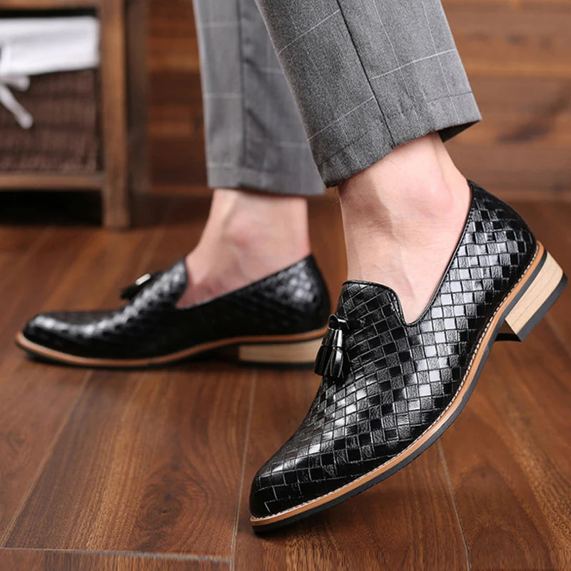 Fashion Formal Leather Shoes for Men Dress Business Shoes Male Geometric Oxfords Party Wedding Casual Mens Flats Chaussure Homme