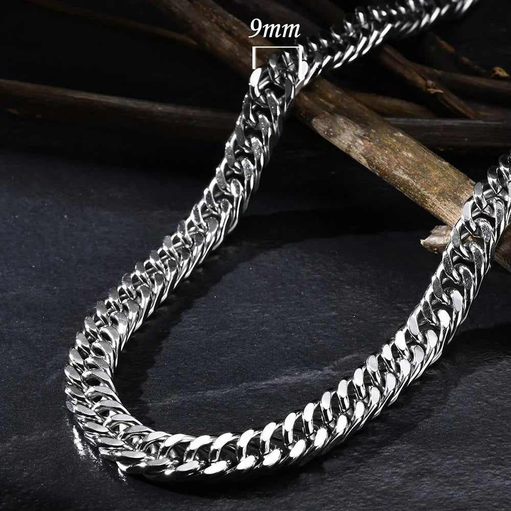 Vnox 3/5/7/9mm Thick Cuban Chain Necklaces for Men Women,Simple Miami Curb Links Collar,Waterproof Stainless Steel Unisex Chain