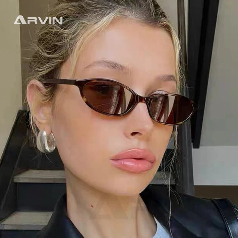 2025 Women's Leopard Brown Sunglasses Fashion Brand Small Frame Sun Glasses Ladies Retro Oval Eyewear Shade Oculus De Sol