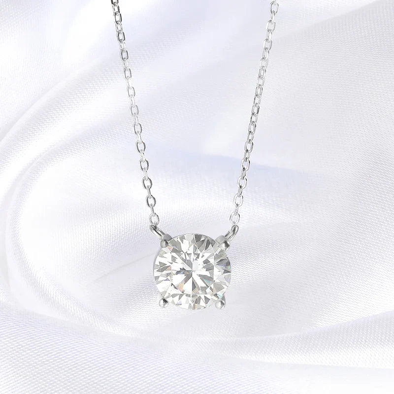 Smyoue White Gold Plated 1-10CT Moissanite Necklace for Women Classic Four Claws Pendant Wedding Jewelry 925 Sterling Silver