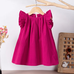 Girl Korean Casual Dresses 0-5Y Summer Infant Girls Solid Dress Cute and Sweet