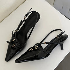 Designer Buckle Strap Narrow Band Pumps Women