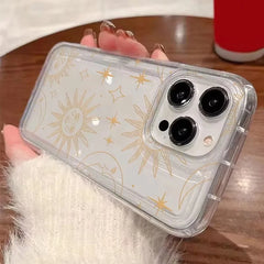 Sun Moon Stars Transparent Phone Case For iPhone 14 13 11 15 16 Pro Max 12 Mini XS XR X 8 7 Plus SE 2022 14Pro 13Pro Soft Cover