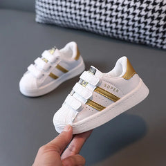 Children's Sneakers Kids Fashion Design White Non-slip Casual Shoes Boys Girls Hook Breathable Sneakers Toddler Outdoor Shoes