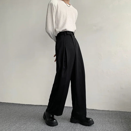 Black Suit Pants Men Fashion Social Mens Dress Pants Korean Loose Oversized