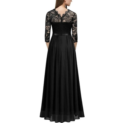 2023 Summer Plus Size 3XL Lace Evening Dress Long Luxury Elegant Sexy Robe Mixi Dress Wedding Party Night Dresses Solid Vestidos