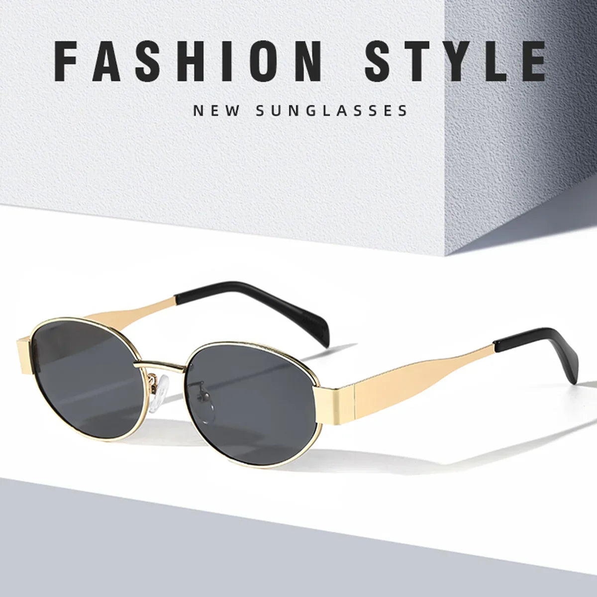Luxury unisex metal sunglasses, oval-shaped, fashionable, UV400 protection, elegant tints for men and women Glasses Googles