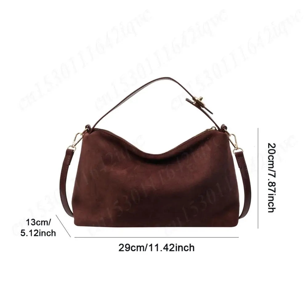 Women Suede Shoulder Bag Crossbody Bag Adjustable Strap Hobo Purse