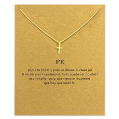 Christian Golden Cross Pendant Necklace For Women Short Chain Simple Minimalist