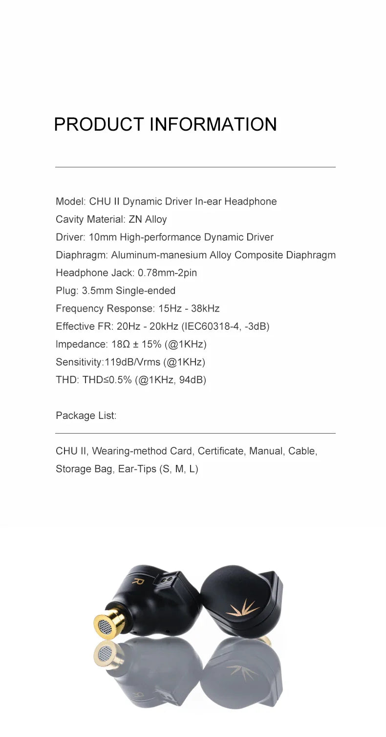 MOONDROP CHU II in-Ear Headphone High Performance Dynamic Driver IEMs Interchangeable Cable