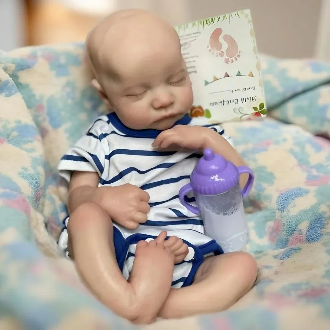 16Inch Open Mouth & Washable Levi Soft Silicone Bebe Reborn Boy Doll With 3D Painted Skin Lifelike Realistic Newborn Boy Doll