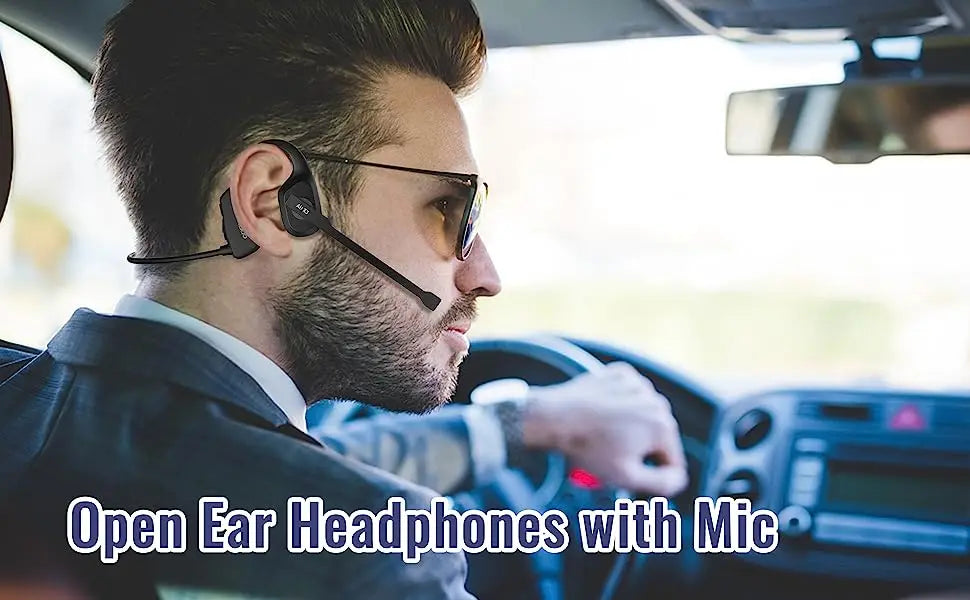 Open Ear Noise Cancelling Headset Wireless Bluetooth ENC Call Noise Elimination Computer Headphone Wireless with Boom Microphone