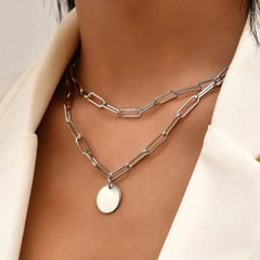 Fashion Vintage Round Charm Layered Necklace Jewelry Clothing