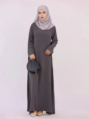 Black White Pink Solid Dubai Modest Under Dress Abaya Islam Muslim Kaftan