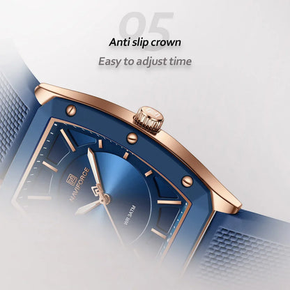 NAVIFORCE Top Brand Women Tonneau Watches Fashion Ladies Quartz Watch Silicone Strap Gift Female Wristwatch Relojes Para Mujer