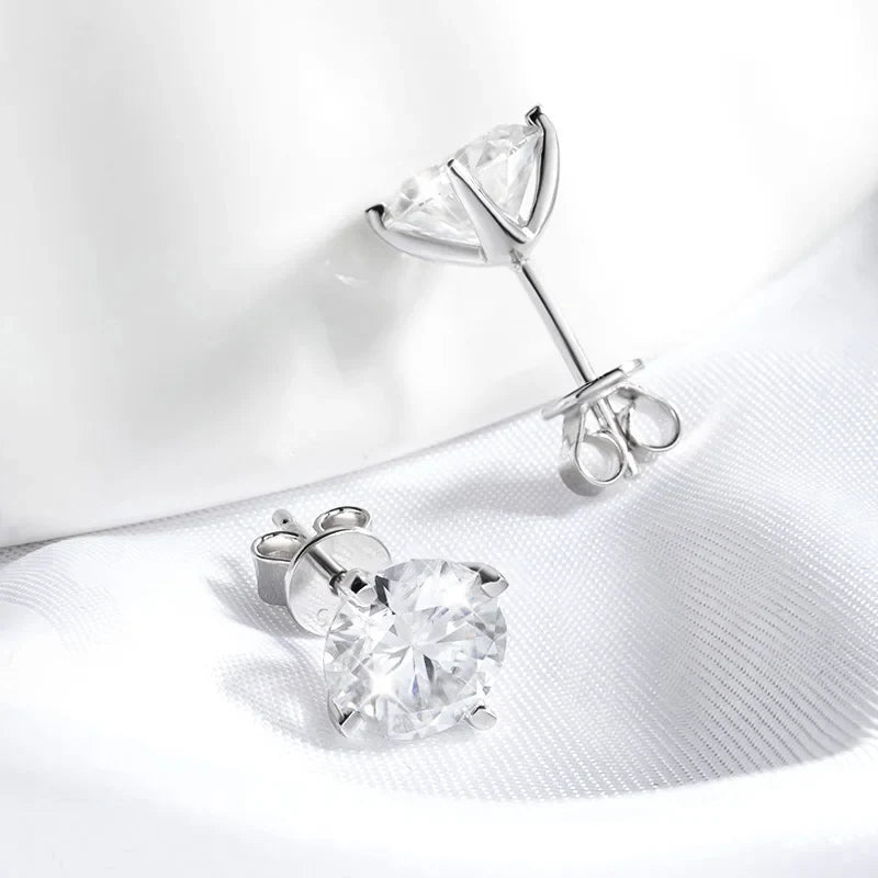 Smyoue Each 0.2-2CT Certified Moissanite Stud Earrings for Women 4 Claw Sparkling Wedding Party Jewelry Sterling Silver S925