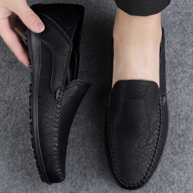 Genuine Leather Men Shoes Casual Formal Mens Loafers Moccasins Luxury Brand Italian Breathable Slip on Male Boat Shoe Size 46 47