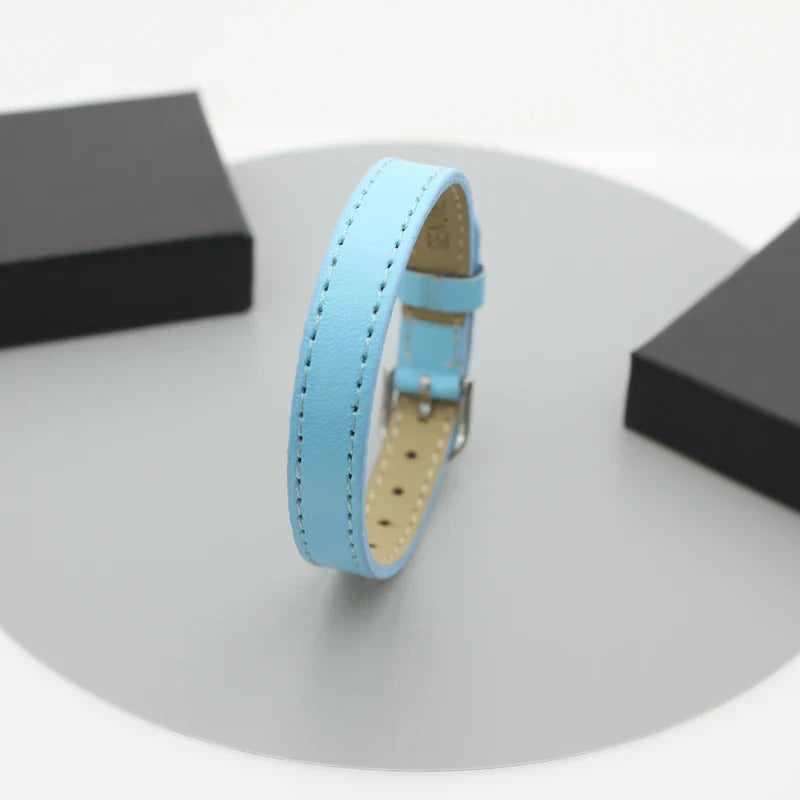 20pcs Real Leather Bracelet Band 8/10mm Width 21cm Length Through Slide Charms Letters Alphabet DIY Jewelry For Women Kids Gift