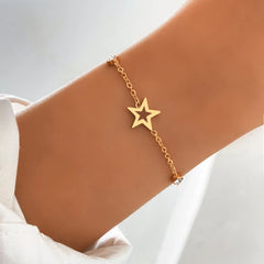 Stainless Steel Bracelets Crystal Zircon Hollow Star Pendant Korean Fashion Bracelet