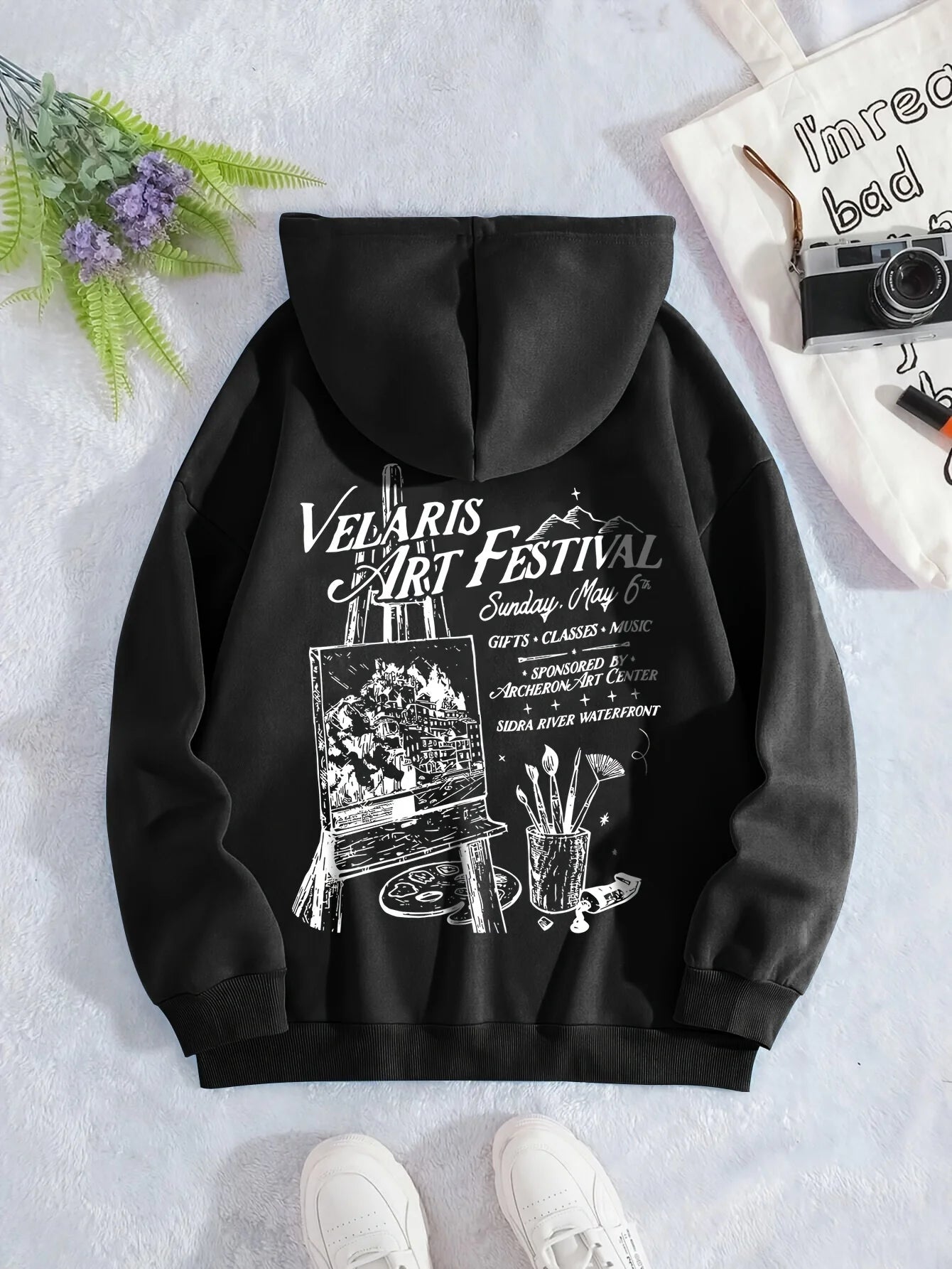 Realistic Scenery Printing Hoodie Women Warm Fleece Hoody Fashion Casual