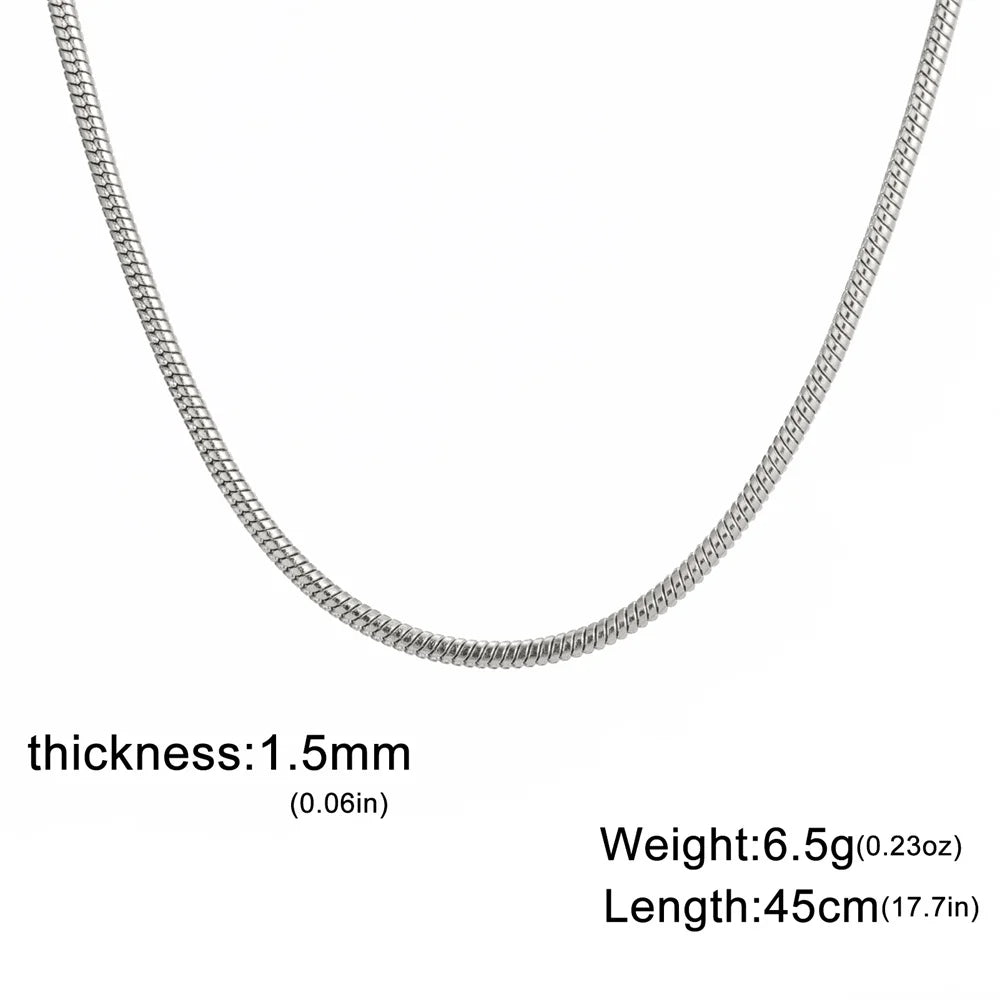 My Shape Round Snake Chain Necklace for Women Men Stainless Steel Link Chain 0.9mm 1.2mm 2mm Chains Choker Fashion Jewelry Gifts