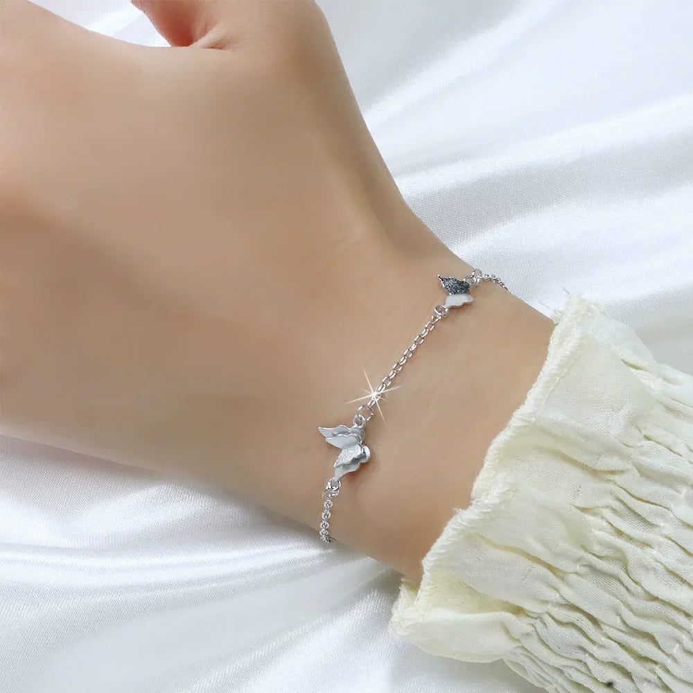 VENTFILLE 925 Sterling Silver Line Extremely fine Bracelet for Women Love Haert Bead Korean Ins Sweet Jewelry Gift Dropshipping