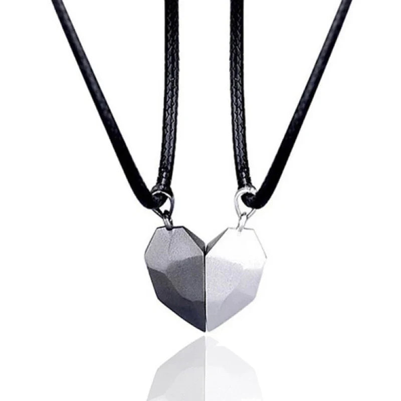Good Simple Quality Couple Pendant Necklace Electrocardiogram,Magnetic Heart,Pendant Splicing Necklace Valentine's Day Gift