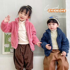 Fashion Girls Outwears 1 2 3 4 5 6 7 8 9 10 Years Pink Fleece for Winter Autumn Baby Boy Jackets Coats Purple Gray Kids Clothes