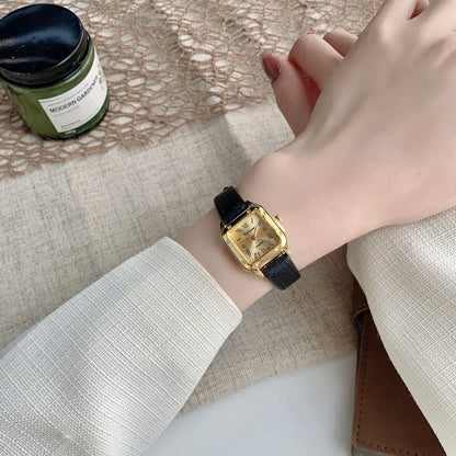 Women Watch Small Square Dial Thin Leather Strap Ladies Wristwatch Elegant Quartz Female Watches Casual reloj mujer