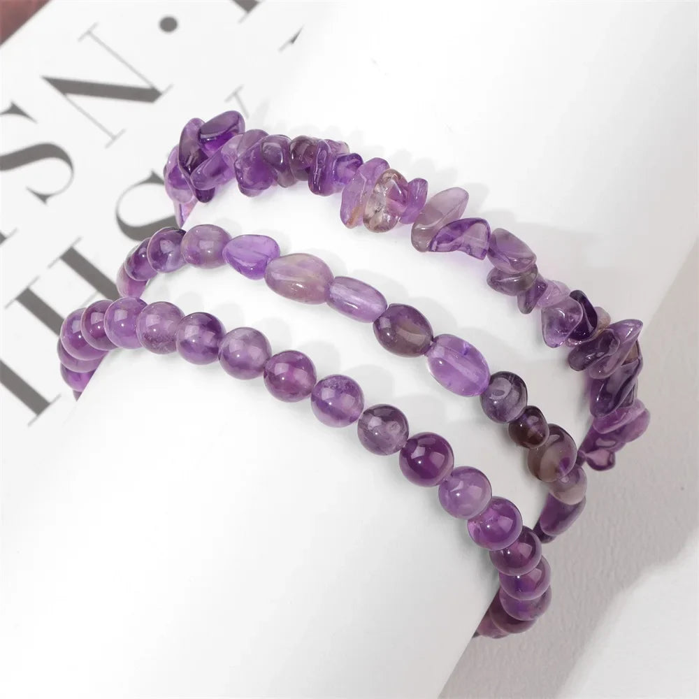 3Pcs/Set Natural Stone Bracelets Tiger Eye Lapis Lazuli Rose Quartzs Bracelet Round Irregular Beads Bracelet for Women Men
