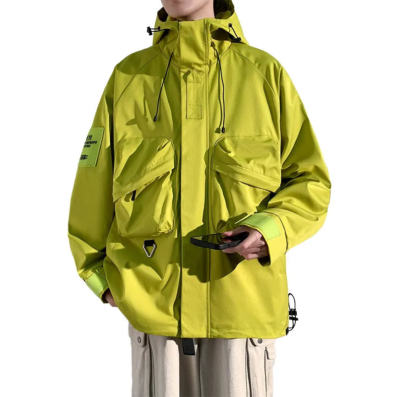 Men's Jacket Design Large Pockets Loose and Fashionable Korean High Neck