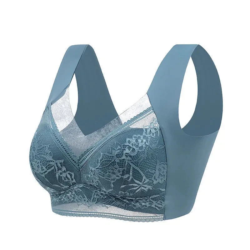 Women Large Bra Push Up Ice Silk Seamless upper Bralette Lace Wireless