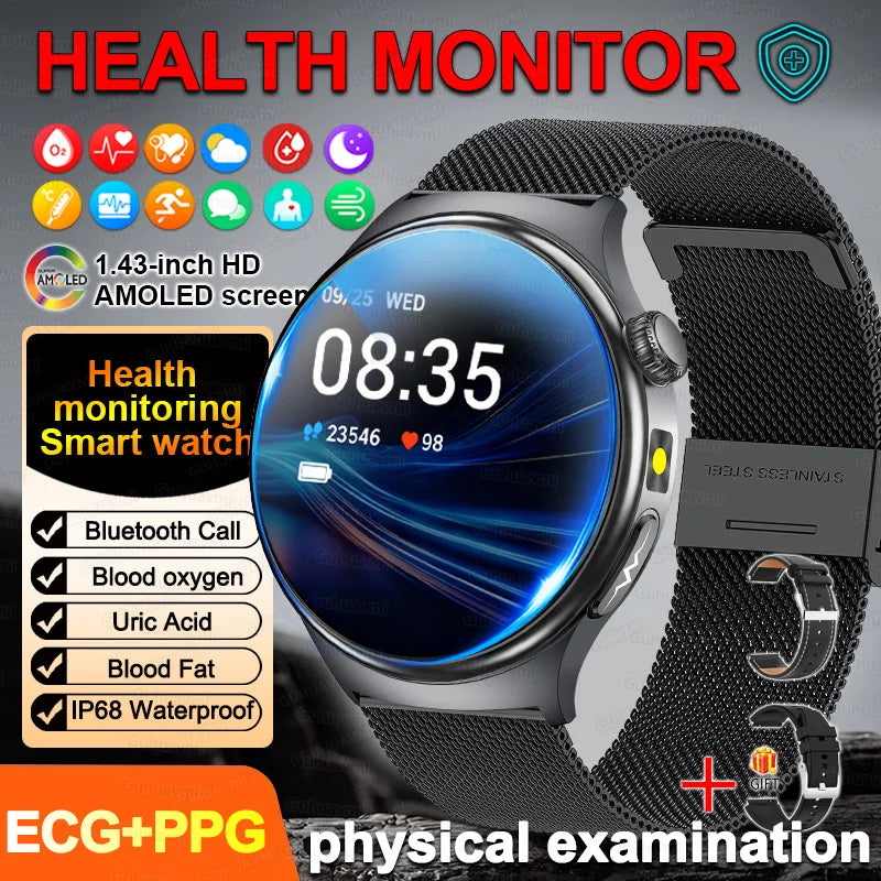 2026New Health Sport ECG AI Diagnosis Smart Watches Men Heart Rate Blood Pressure IP68 Waterproof Smartwatches For Men women