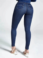 Women High Waist Stretch Skinny Hips Wrap Jeans Lady Slim Fit Classic Narrow Leg Denim