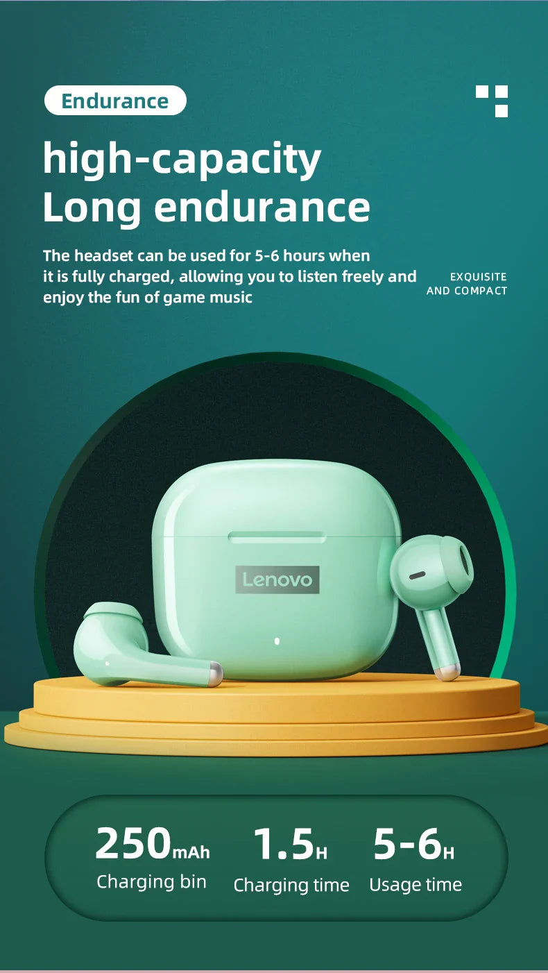 New Lenovo LP40 Pro TWS Bluetooth V5.3 Earphones Smart Touch Control With Hands-free Call Headset Noise Isolating Headphones