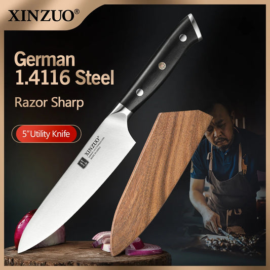 5'' Inch Utility Knife German 1.4116 Stainless Steel Kitchen Paring Knives