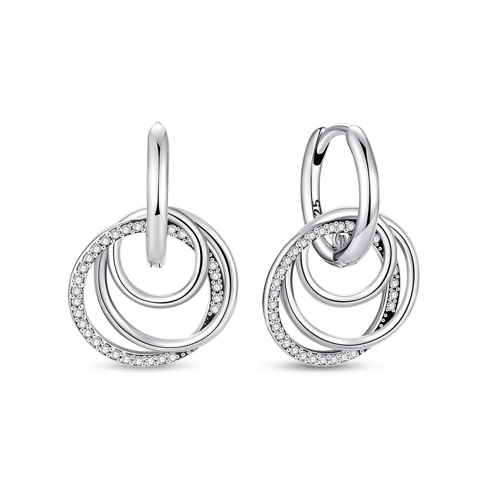 Original 925 Sterling Silver Earrings 2025 Stud Hoop Crystal Earings For Women Rose Gold Crown Heart Infinity Bee Earing Jewelry