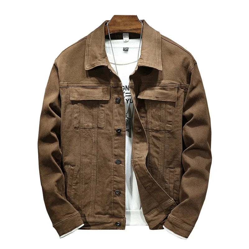 Men's brown denim jacket Spring and Autumn Fashion Clothing