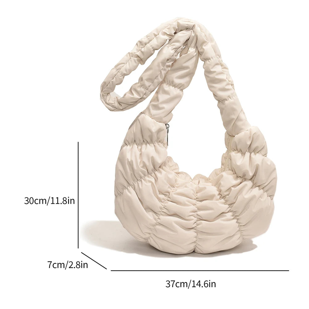 Bag Large Capacity Crescent Bag for Women's Solid Color Puffer Trendy Shoulder Bag
