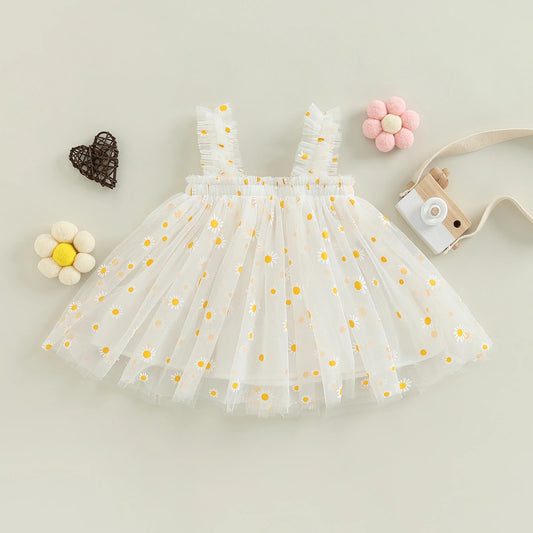 6M-5Y Summer Toddler Kid Baby Girls Tulle Dress Daisy Dresses For Girls