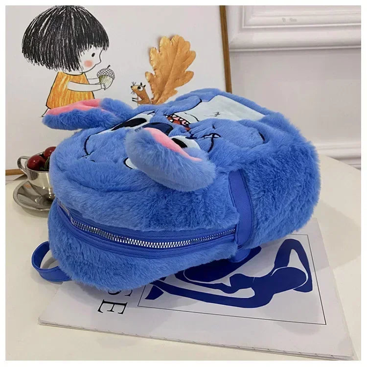 Disney high-quality sewn plush backpack cartoon fashion 3D mini women's backpack large capacity cute children's school bag