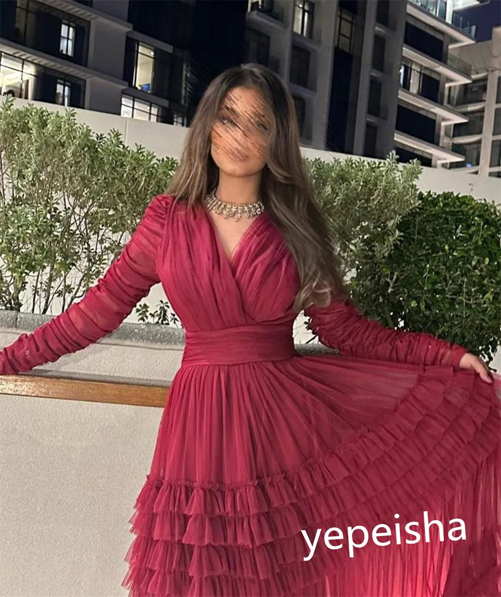 Homecoming Dresses: Elegant V-neck A-line Floor Length Evening Dress
