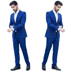 Blue Men Suits Slim Fit Casual Single Breasted Notch Lapel