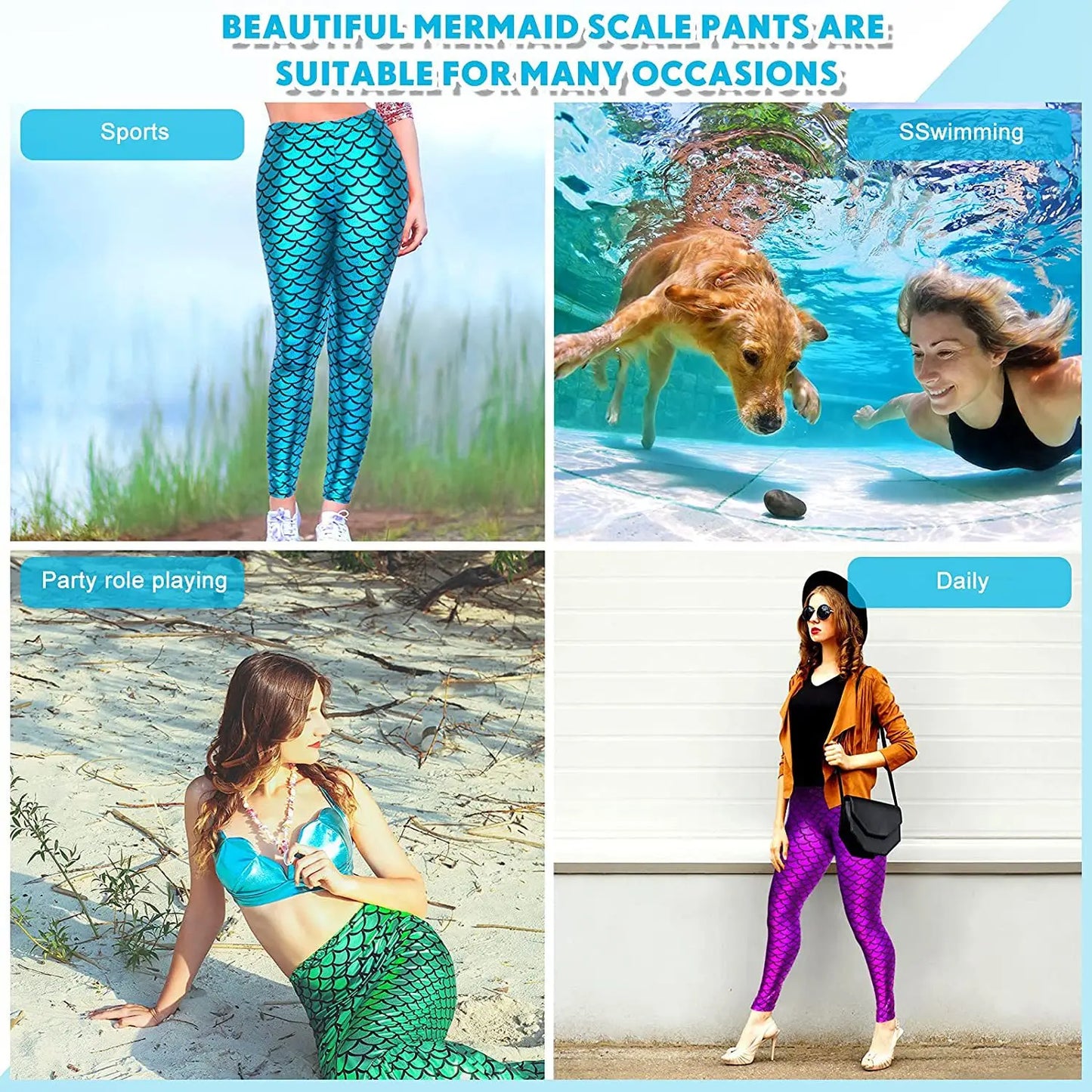 Fashion Shining Mermaid Fish Scale Leggings Women Silky Sparkling Simulated Leather