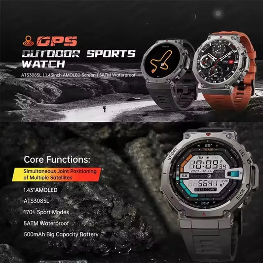 T-Rex 3 Ultra GPS Smart Watch 5 ATM Waterproof Built-in Dual-band GNSS Compass Military 170+ Sport Smartwatch Men 2025 New Watch