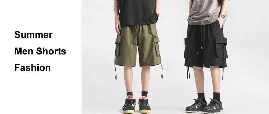 Summer Cargo Hooded Tracksuit Short Sleeve T-shirt Zipped and Shorts Outfits Quick Drying Solid Casual Outdoor Sport Clothes Set