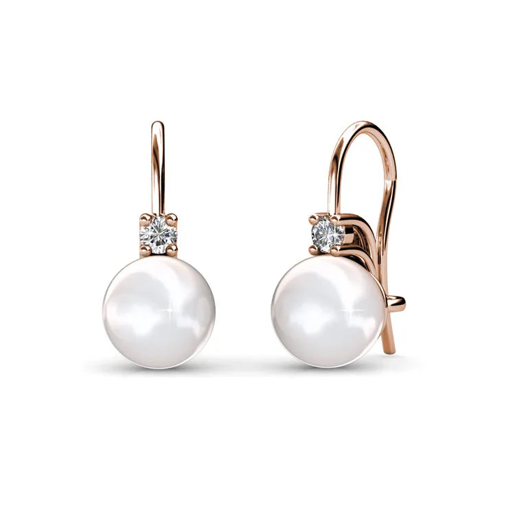 Pearl Dangle Earrings Embellished with Swarovski Crystals Exquisite Fashionable Drop Earrings Imitation Freshwater Pearl Jewelry