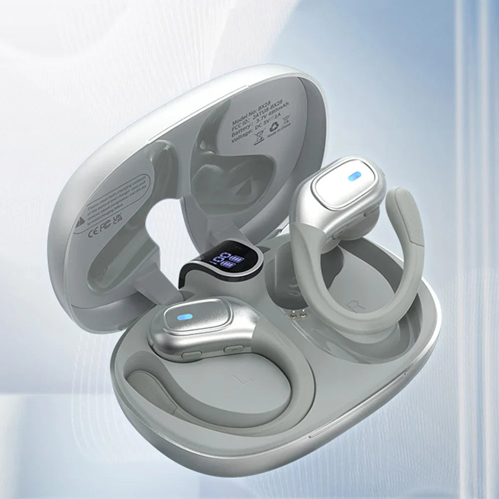 Sport Bluetooth 5.3 Earphones Earhook Headphones IPX7 Waterproof Wireless Earbuds 75 Hrs with LED Power Display Physical buttons