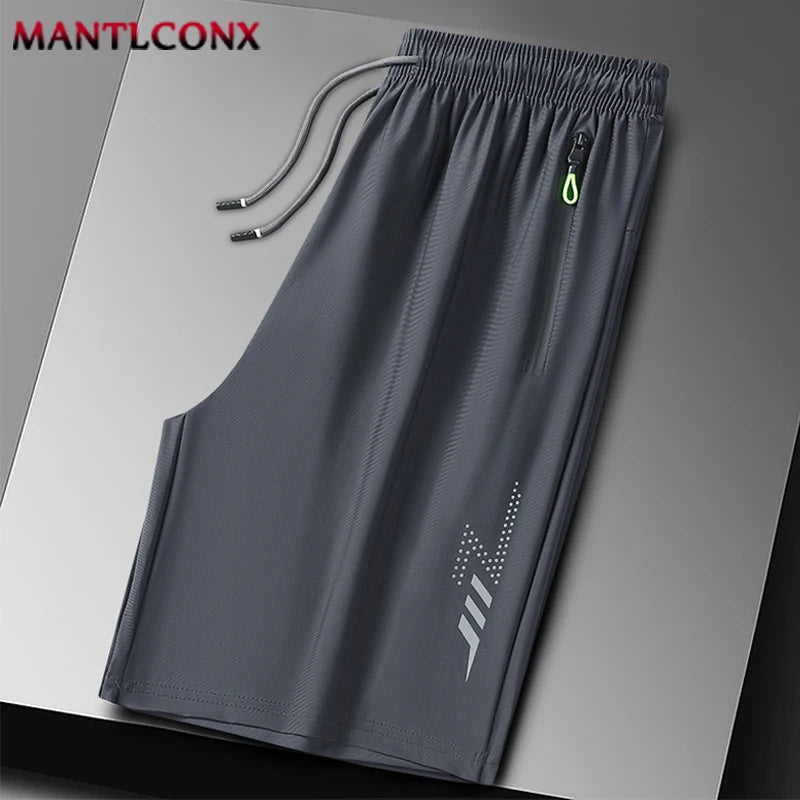 New Fashion Sports Shorts Men Breathable Quick Dry Men's Short Pants Men Breathable Elastic Waist Shorts Male Bottom Black XXXL